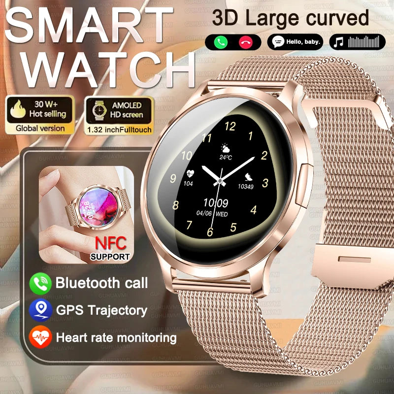 2025 New Smart Watch For Women AMOLED Screen Watches IP68 Waterproof Heart Rate Monitor Ladies Call Smart watch For Android ios.