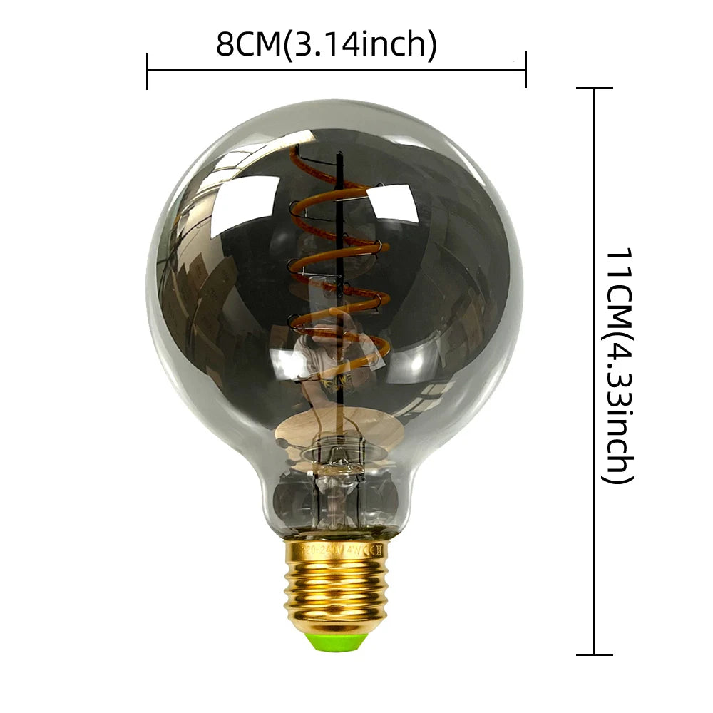 TIANFAN Led Bulbs Vintage Light Bulb ST64 G80 G95 Long Tube Edison Bulb 4W Dimmable 220/240V E27 Smoke Glass 2700K Warm White