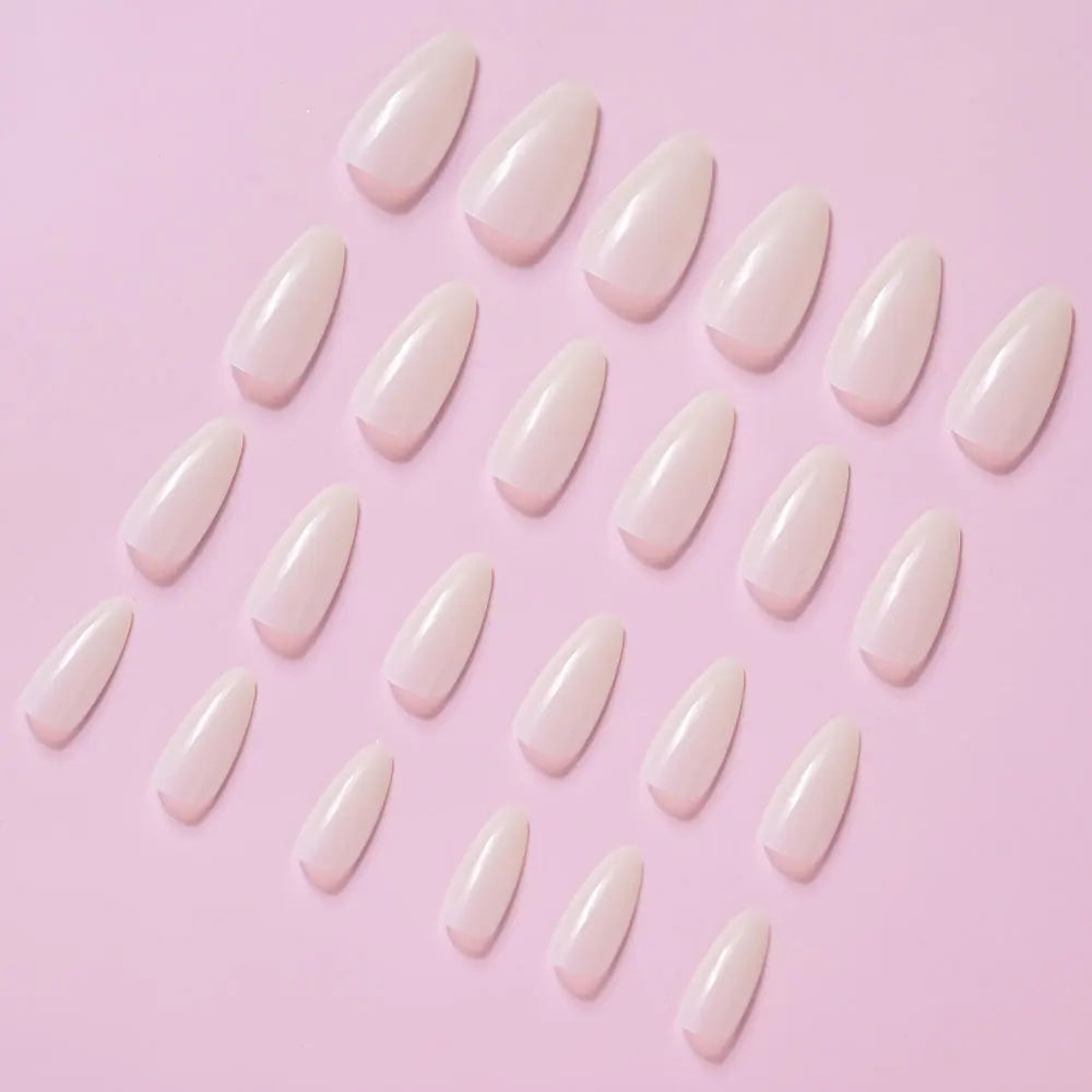 120Pcs Shinny Milk White Press on Nails Medium Almond Fake Gel Nails Glossy Solid Colored Fake Nail Tips Daily Wear Manicure DIY.