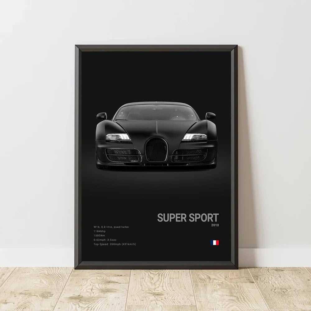 CHIRON EB110 Canvas Wall Art Print Poster DIVO Sports Car Decoration Painting Modern Home Decoration Painting Car Lover Gift.