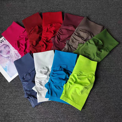 Summer High-Waist Women's Yoga Shorts Breathable Fitness Butt Lift Sports Running Shorts Cycling Push-Up Workout Gym Shorts.