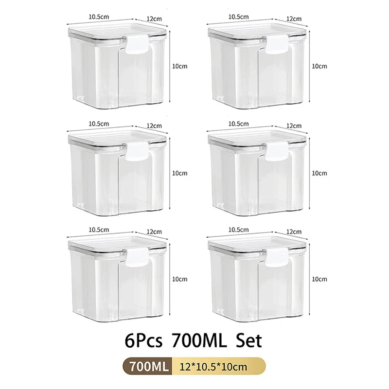 Large Capacity Waterproof Transparent Sealed Jar Multi-size Scene Kitchen Candy Dried Grain Storage With Lid Fridge Storage Tank