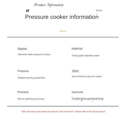 Extra Large Pressure Cooker Thick Commercial Stainless Steel Pressure Cooker Kitchen Electric Cookware Dining Bar Home Garden.