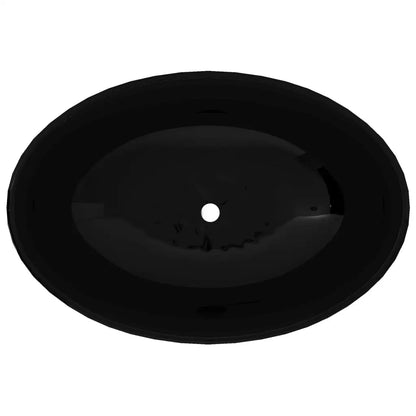 Luxuriöses Keramikwaschbecken, schwarz, oval, 40 x 33 cm, Waschbecken, Badezimmer und Küchen, Dekoartikel, Badezimmerzubehör