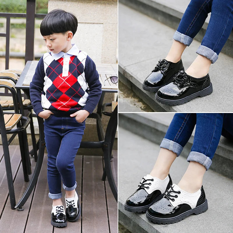 2024 New Spring Summer Autumn Kids Shoes For Boys Girls British Style Children's Casual Sneakers PU Leather Fashion Shoes Hot.