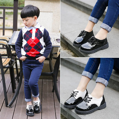 2024 New Spring Summer Autumn Kids Shoes For Boys Girls British Style Children's Casual Sneakers PU Leather Fashion Shoes Hot.