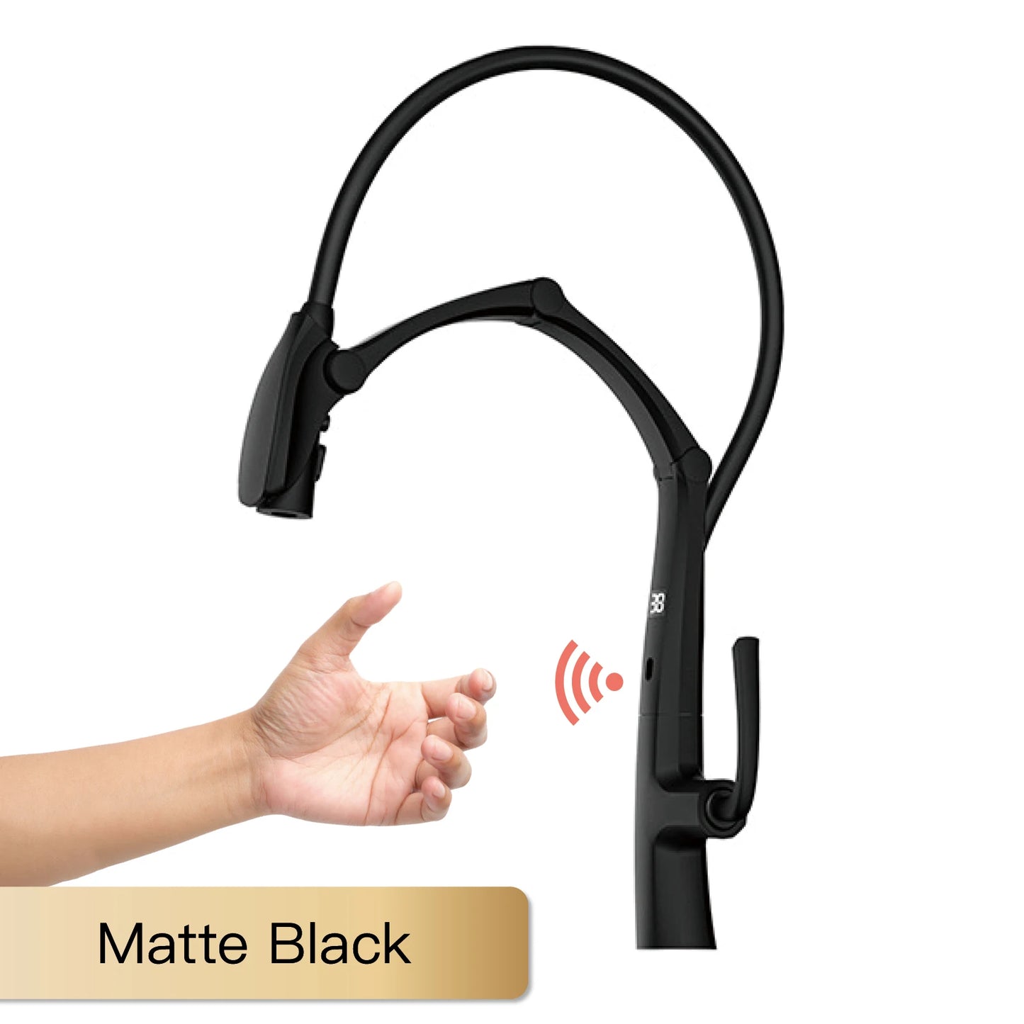 AITANA Gun Grey Luxury Brass LED Display Kitchen Faucet，Touchless Sensor，Pull-Out 3-Function Spray Water-Saving SinK Mixer