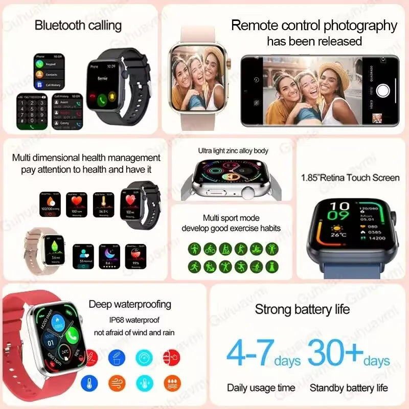 2025 New Iatrology Grade Smart Watch Women Blood pressure Blood oxygen Fat Heart Rate Menstrual Tracking BT Call Bracelet Ladies.