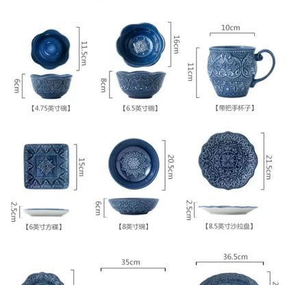 1pcs Western Dinner Plates Ceramic Dishes Tableware Dinnerware Steak Dessert Noodle Cup Serving Baroque Northern Europe