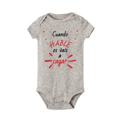 When I Talk You Mess Up The Gift Print Baby Strampler Säuglingsbodysuit Baby Niedliche Kleidung Neugeborene Kurzarm Bodys Kleinkind Geschenk.