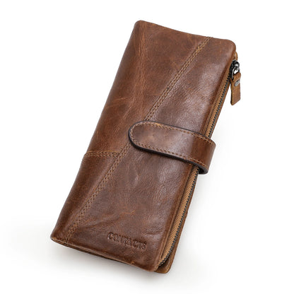Contact's New Genuine Leather Wallet Fashion Coin Purse For Ladies Women Long Clutch Wallets With Cell Phone Bags Card Holder.