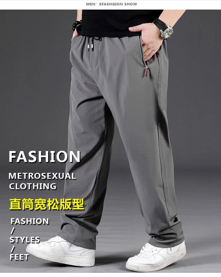 8XL Casual Pants Mens Straight Loose Trousers Men Clothing Elastic Waist Quick Dry Pants Summer Fashion Oversized Joggers Pants.