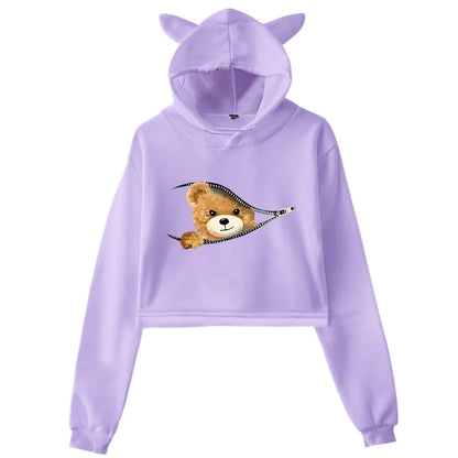 Plush Girl Pullover Tops Family Hoodie long sleeves Hip Hop Sweatshirt sportswear Personality Bear Trends 2YK Hoodies Autumn.