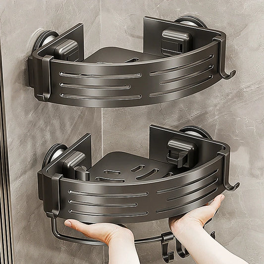 Saugnapf perforationsfreier Raum Aluminium Badezimmer Lagerregal Badezimmer Dreieckskorb Wandaufhänger Badezimmer Eckaufbewahrung