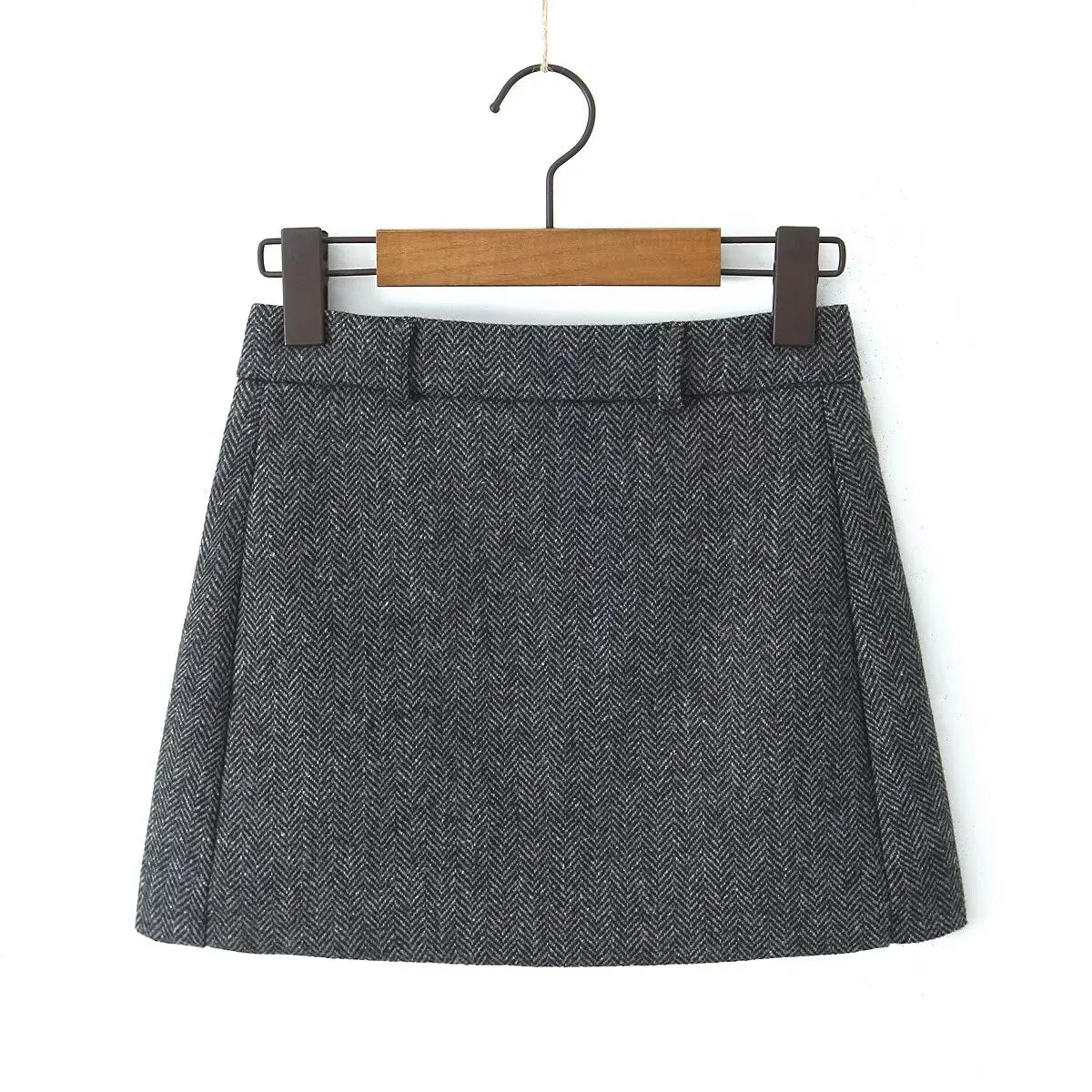 YENKYE Women Vintage High Waist Woolen A-line Mini Skirt Elegant Lady Office Wear Autumn Winter Skirts.