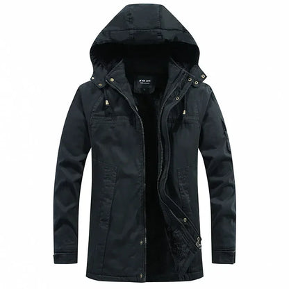 Parkas Coat Military Windproof Hooded Jackets Man Washed Cotton Thick Fleece Casual New  Winter Warm Varsity Jacket Men