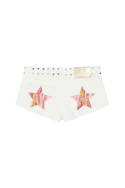 ONE DILEMMA Fashion Printing Shorts Harajuku Y2K Women's clothing Hot Girl Sexy Washed Denim Shorts Low Waist Mini Skirts.