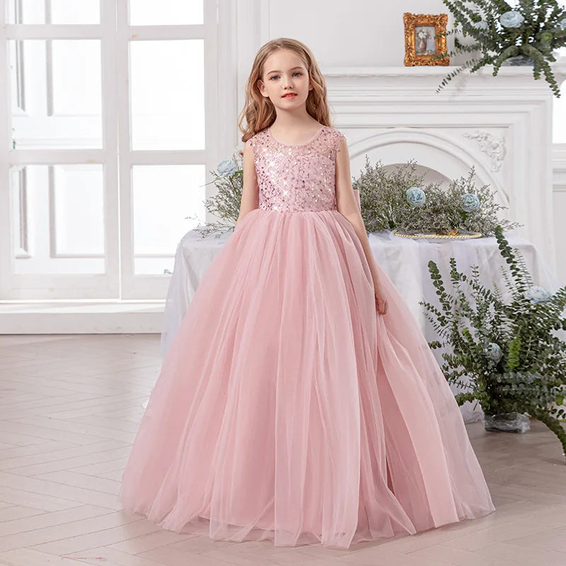 Brautjungfer Hochzeitskleid Blumenmädchen Prinzessin Kleid Elegante Mädchen Partykleider Klavier Performance Kleid Kinder Ballkleid.