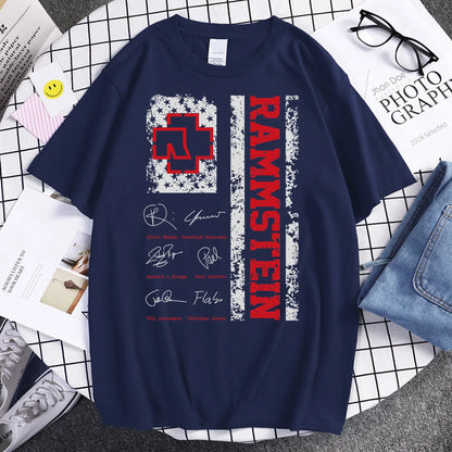 Men harajuku Anime Summer Y2k Fashion Hip Hop Oversized T-shirt band Rammstains T-shirt graphic Tees Short Sleeve Tops.