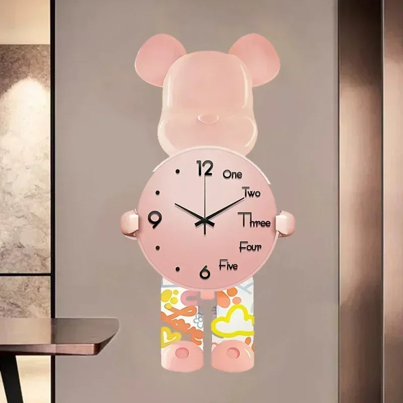 Wand Ästhetische Bär Uhr Moderne LED Licht Einzigartige Bär Stille Uhr Lampe Uhr Luxus Esszimmer Wohnzimmer Dekoration Hause Ornament