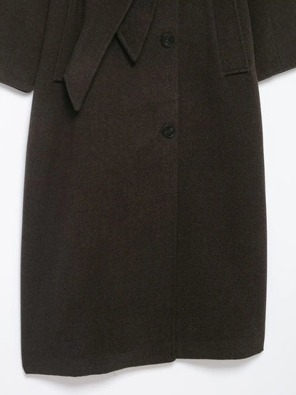 TFMLN Lange Mäntel für Damen mit Stehkragen, 2025, Winter, neuer Trenchcoat mit Gürtel, Vintage, einfache Oberbekleidung, elegante Mode, weiblich