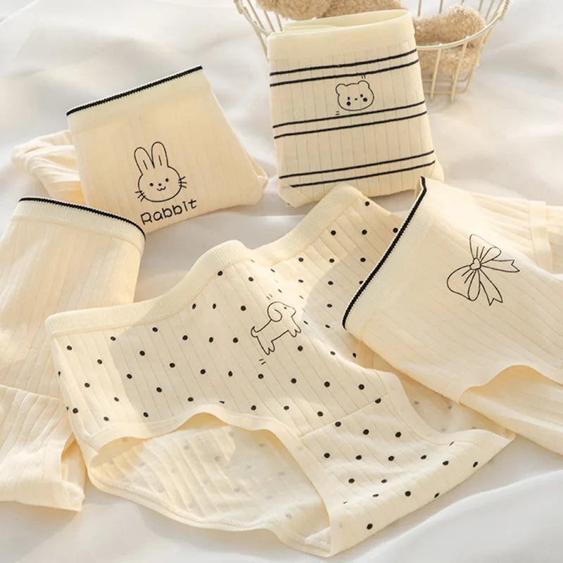 New 5Pcs/set Cotton Panties Strawberry Bear Cartoon Girls Briefs Sexy Women Underwear Lingeries Female Underpants