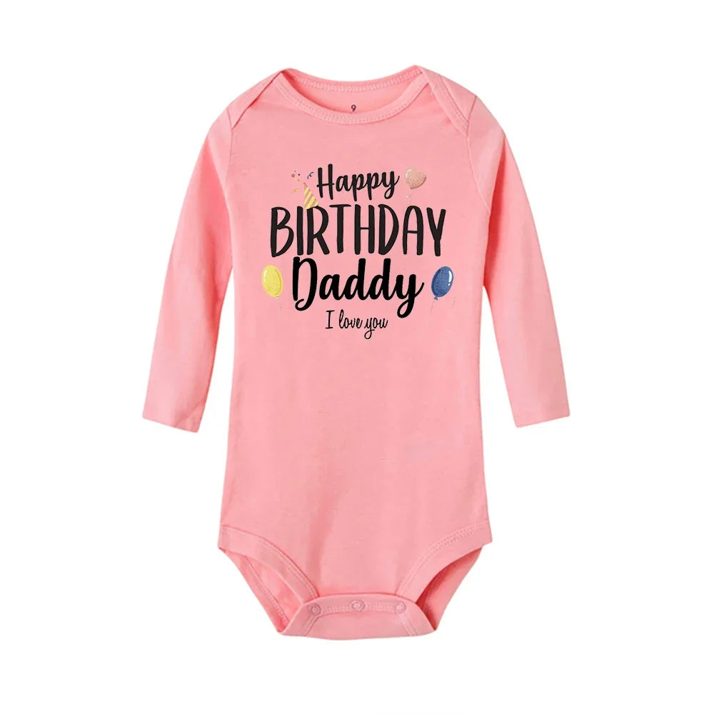Baby-Strampler „Happy Birthday To The Dad“-Aufdruck, Säuglings-Body für Jungen und Mädchen, Kleidung für Papa, Geburtstagsgeschenk, Overall, Kleinkind-Outfits