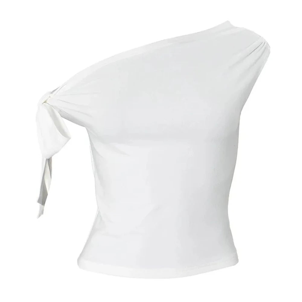 Vacation Styles One-Shoulder Cropped Top Womens Slim Fit Women One Shoulder Top Applicable For Vacation Brand New Condition