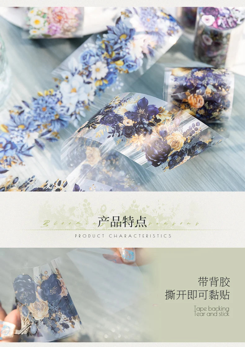 50mm*2m PET Natural Plant Flowers tape Sticker Decorative collage Adhesive Diy Scrapbooking hand made Masking tape.