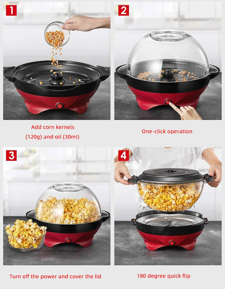 Household 850W electric popcorn machine automatic hot Pipoqueir machine Home-made Diy Popcorn Movie Snack Sonifer Popper.