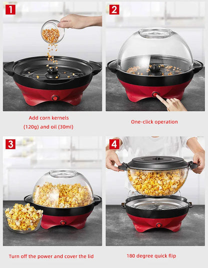 Household 850W electric popcorn machine automatic hot Pipoqueir machine Home-made Diy Popcorn Movie Snack Sonifer Popper.