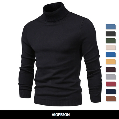 2021 New Winter Men Turtleneck Sweater Casual Solid Color Warm Pullover High Quality Slim High Neck Long Sleeve Sweater Men.