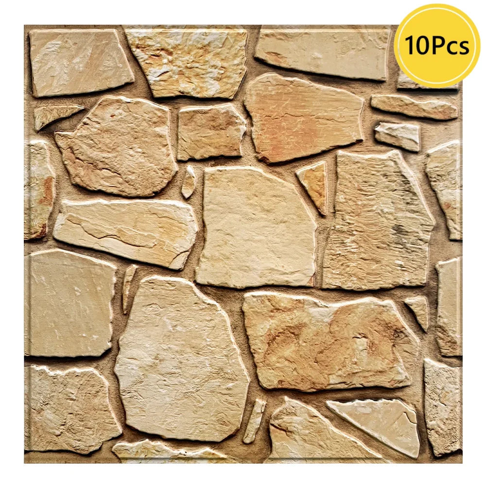 1/10pcs 3D Faux Stone Wall Panels Peel and Stick Wall Tiles Decorative 3D Wall Sticker Self-adhesive Wall Tile Sticker