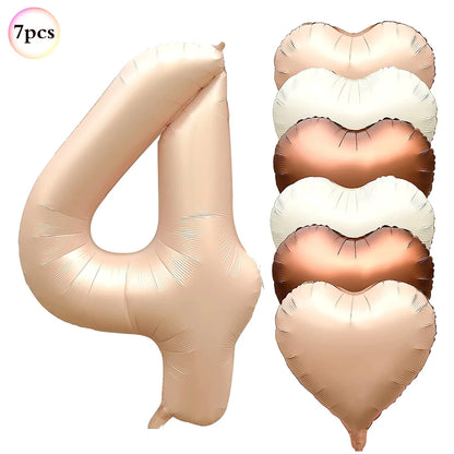 40in Cream Big Number Balloon 18in Three Color Love Foil Helium Balloons Aldult Birthday Set Boys Girls 1st Birthday Decorations