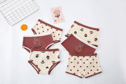3Pcs/lot Kids Panties 7 Collections Chirdren's Underwear Lovely Girls Briefs Floral Grid Cute Pants Baby Dots Cotton Underpants.