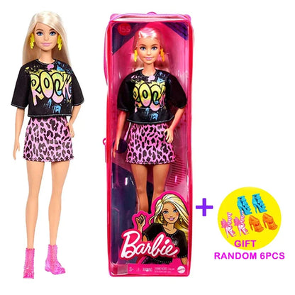 Original Mattel Barbie Fashionistas Doll Music Star Blonde Hair Bjd with Accessories Toys for Girls Collection Educational Props