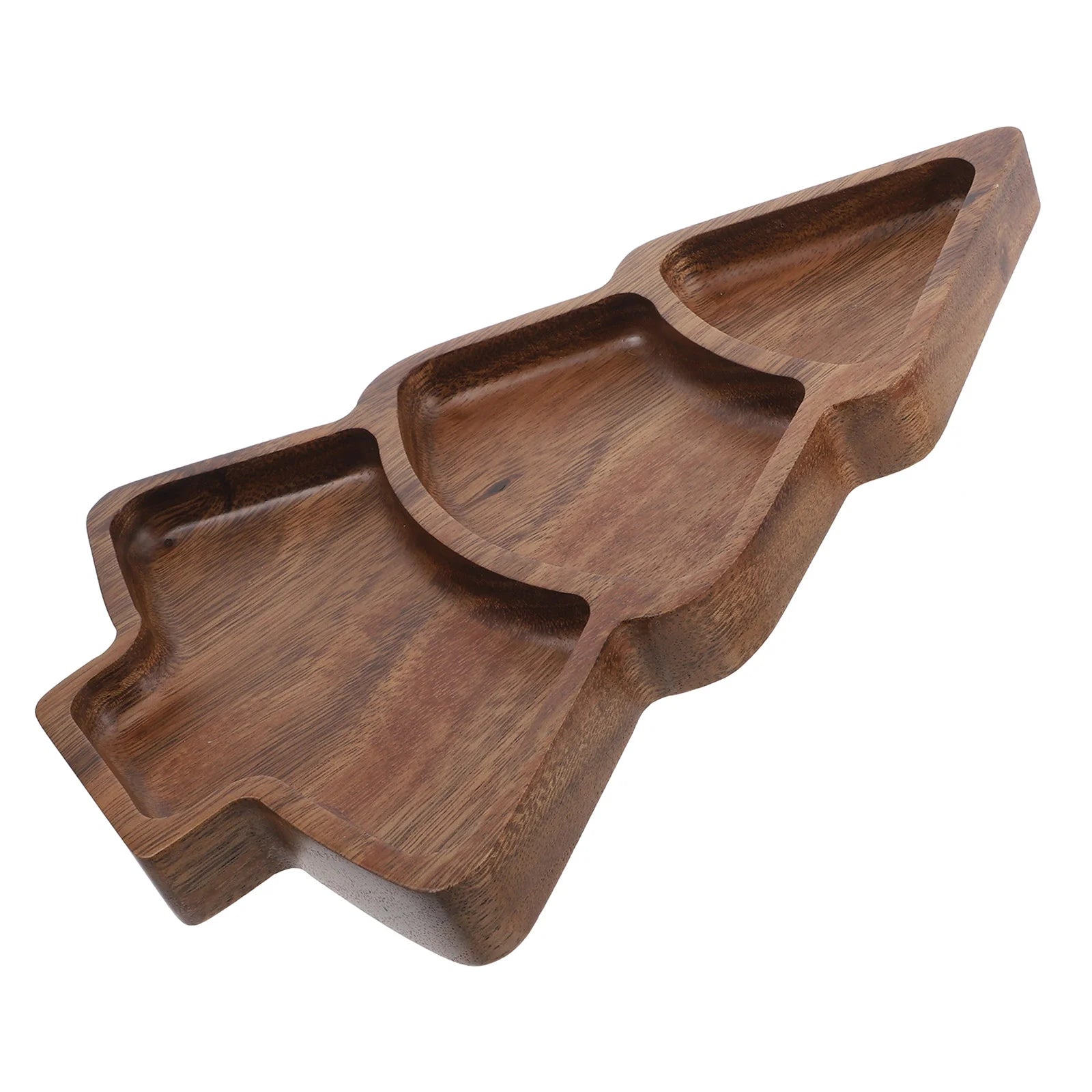 Wooden Compartmented Dinner Plate Christmas Tree Cheese Board Snack Tray Serving Platter Holiday Dry Fruit Display Home Kitchen.