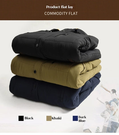 Winter Men's Cotton Jacket with Fleece for Middle-aged and Elderly People Warm Coat, Windproof Winter Coat Parka Coat.