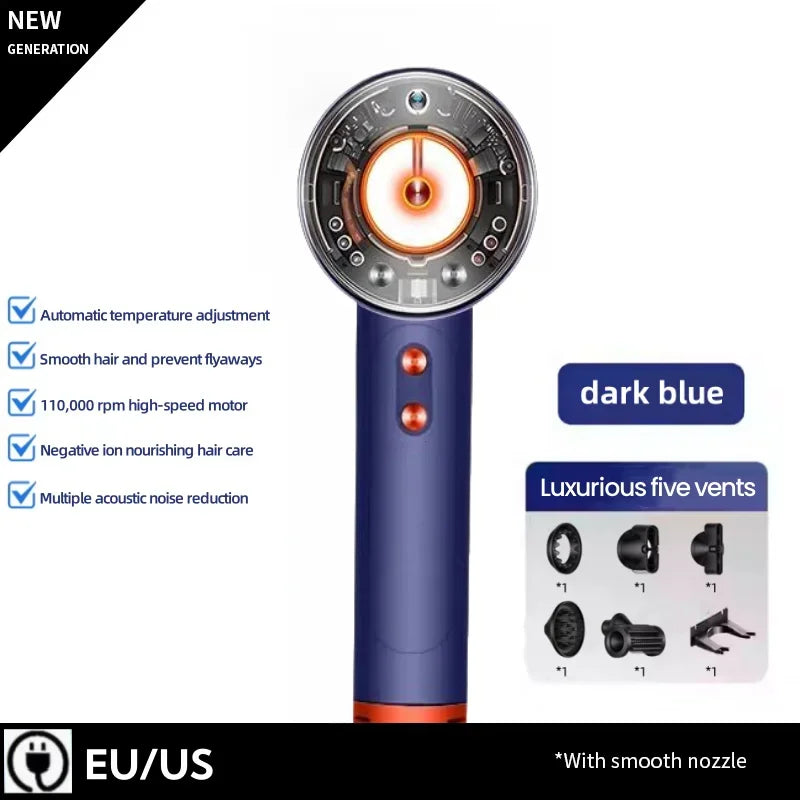 Professional Negative Ion High Speed Hair Dryer 220V Leafless Thermostatic Hair Dryer 1600W High Power Hair Dryer Styling Tool.