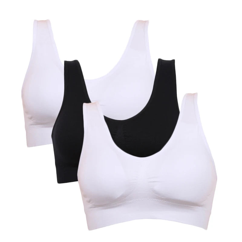 3PCS/lot Seamless Bra With Pads Plus Size Bras For Women Active Bra Wireless Brassiere Push Up Big Size Vest Wireless BH 5XL.