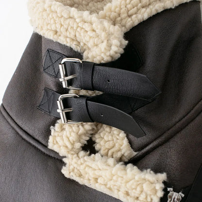 TRZA-Damen-Jacke aus dickem, warmem Wildleder mit Gürtel, langärmlige Mäntel, Kunstscheren, weibliche Oberbekleidung, schicke Oberteile, Wintermode