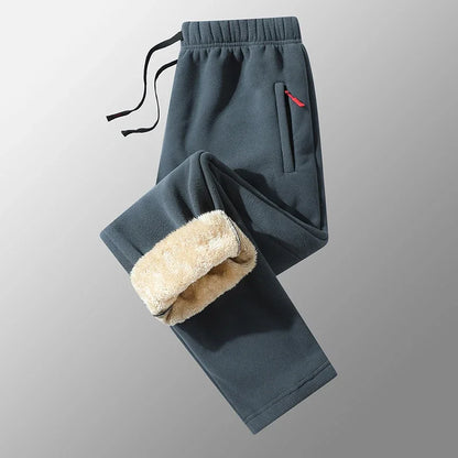 8XL Men's Down Pants Plus Size Winter Plus Velvet Thick Loose Cotton Pants Big Size Solid Color Warm Lamb Down Casual Sweatpants