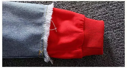 2024 Autumn Winter Boys Jean Set Jacket New Cowboy Jeans Suit Jacket Handsome Children Clothing.