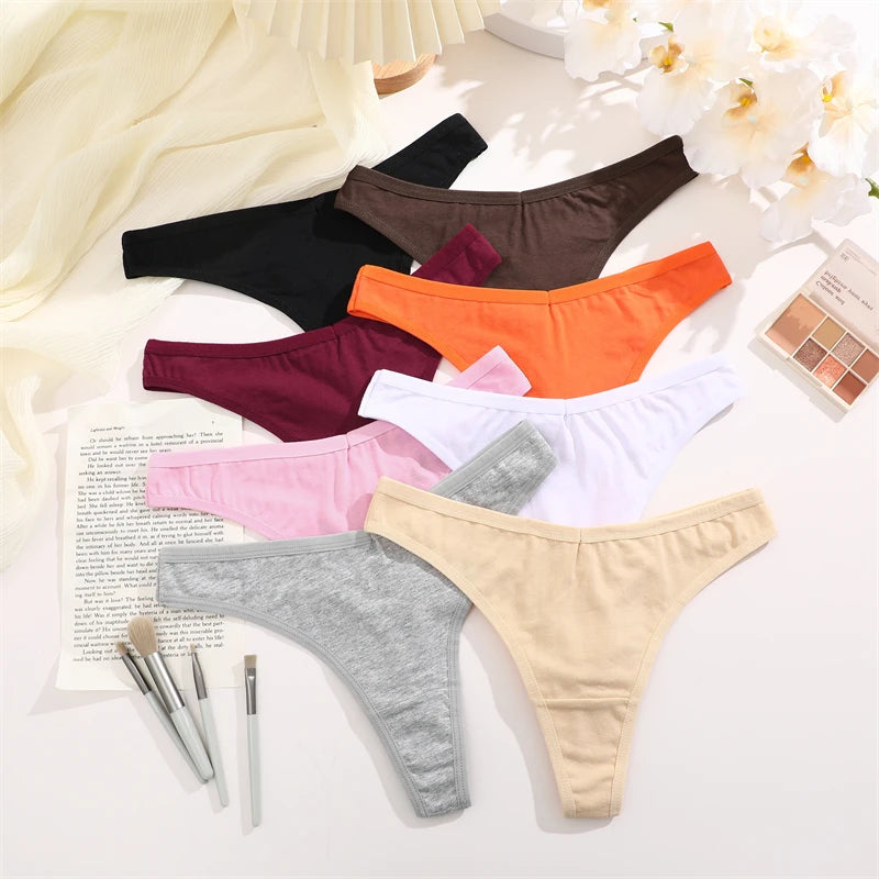3Pcs/Set Seamless Thong Cotton Women Thin Strap Low Waist High Flexibility Panty Sexy Underwear Ladies Briefs T-back Soft Women.