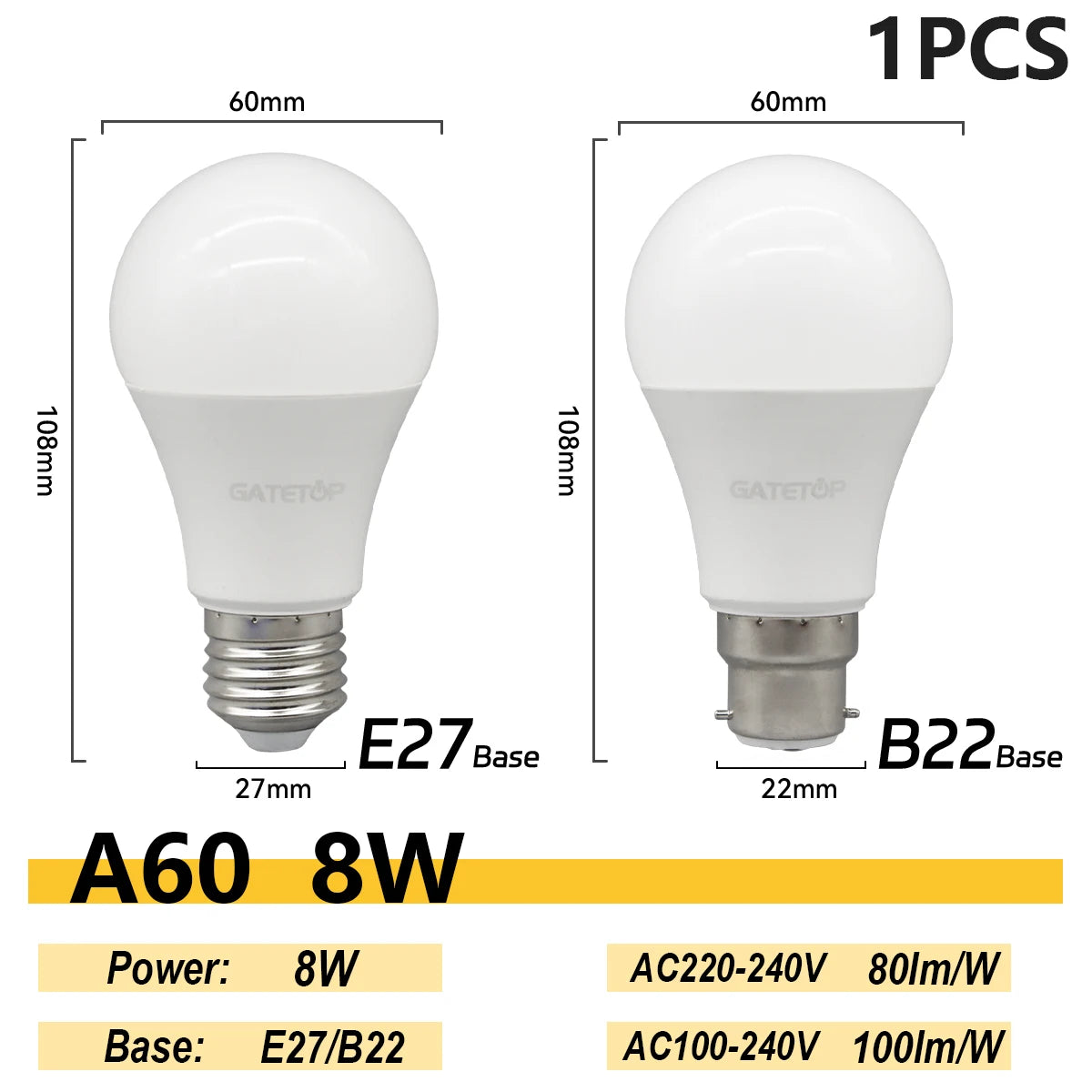 1/10PCS Energiesparlampe E27 B22 Lampen A60 A80 AC220V 230V 110V LED-Licht 20W 18W 24W für Home Derection Wohnzimmerbeleuchtung