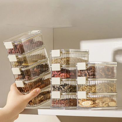 Stackable Spice Storage Boxes Plastic Seasoning Jar Multi-Layer Food Container Crisper Cereal Coffee Beans Sealed Organizers.