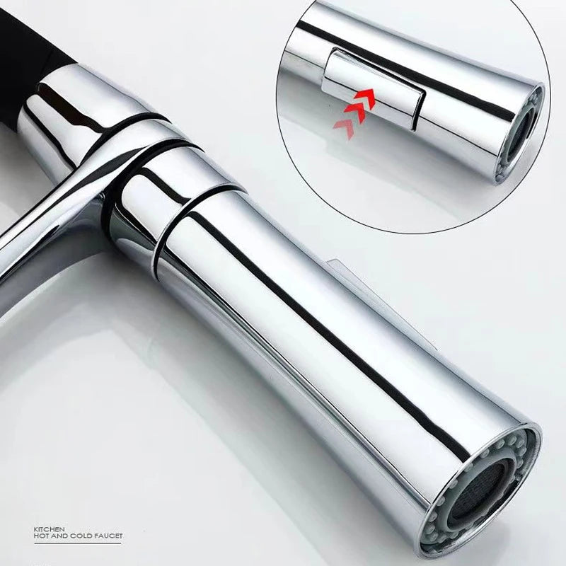 Kitchen Faucet Swivel Pull Down Black Hose Kitchen Sink Faucet Sink Tap Mounted Deck Bathroom Hot And Cold Water Mixer Crane