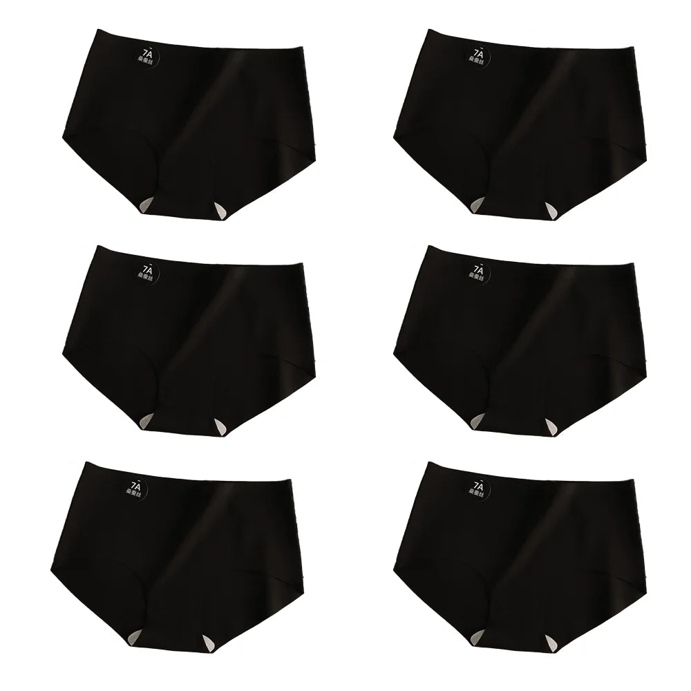 6pcs Seamless Mulberry Silk Panties Women's Ultra-thin Underwear Sexy High-elastic Soft Breathable Female Daily Panties.