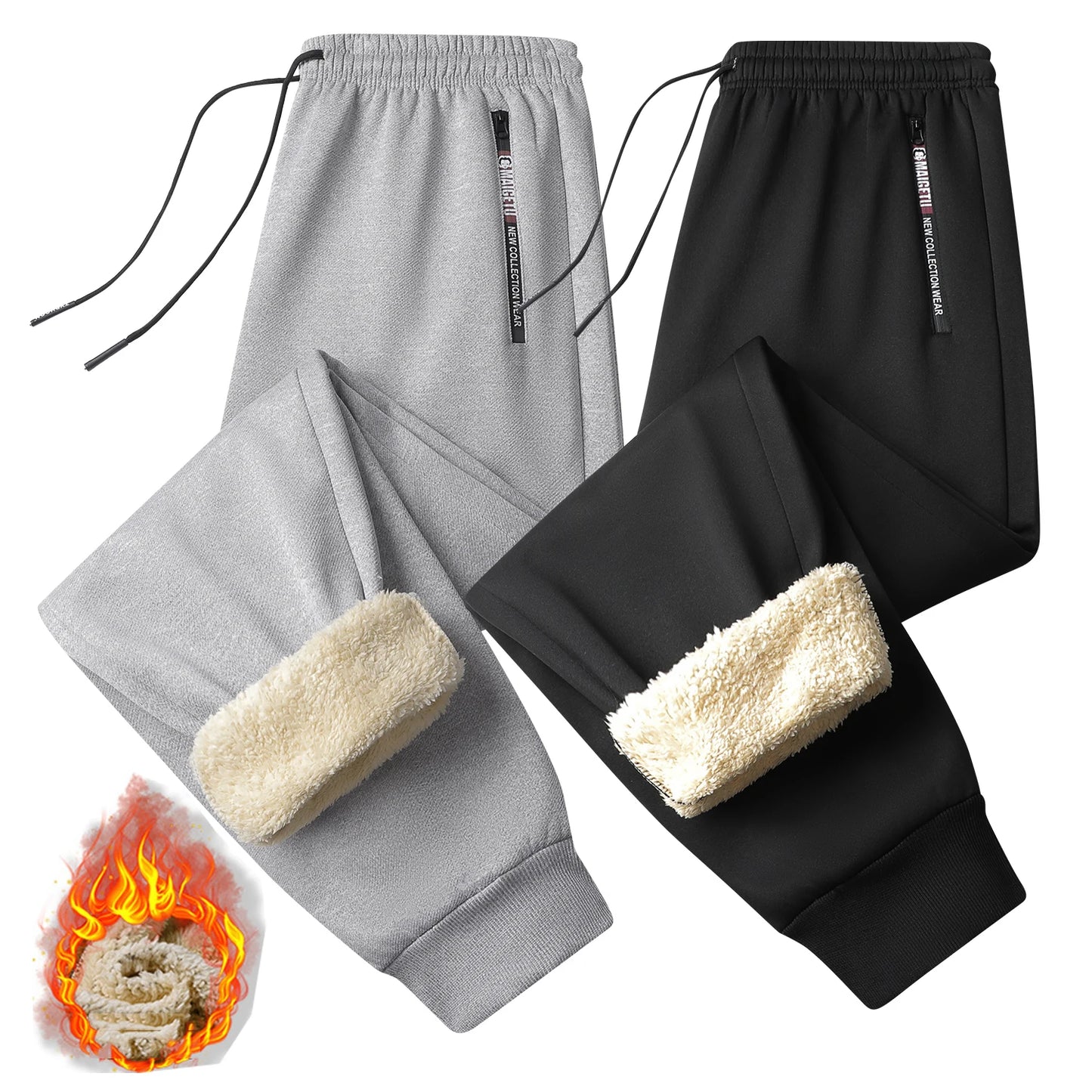Mens Casual Pants Autumn Winter Fleece Sweatpants Men Running Jogger Sports Gym Trousers Fashion Solid Color Workout Long Pants.