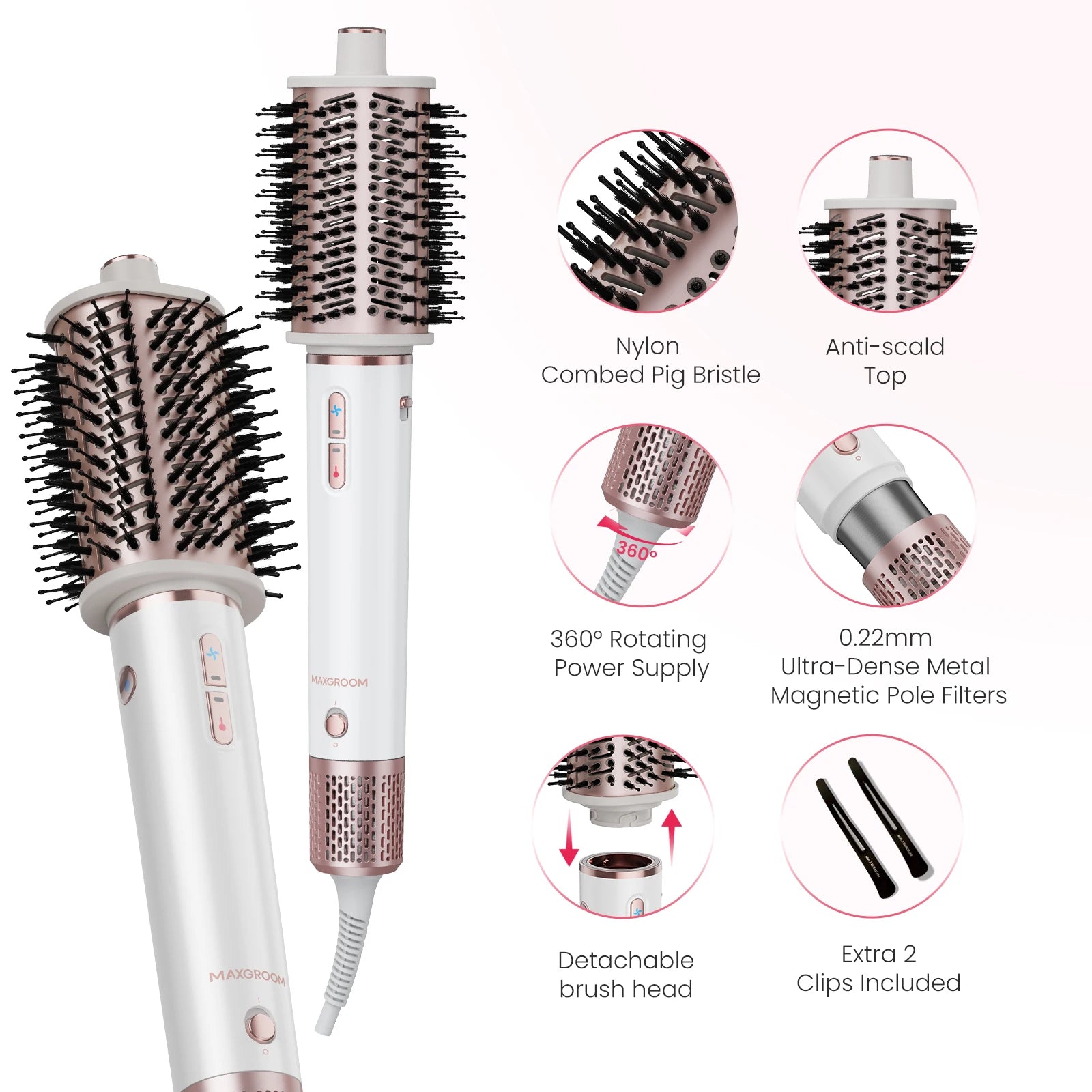 MAXGROOM High-Speed Hair Dryer Brush 110000 RPM Fast Dry Hair Care Styling Blow Dryer Brush Negative Ion HairDryer Multi Styler.